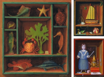 miniature paintings figuring vintage toys