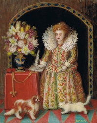 Full length portrait of an aristocratic young lady in spanish farthingale